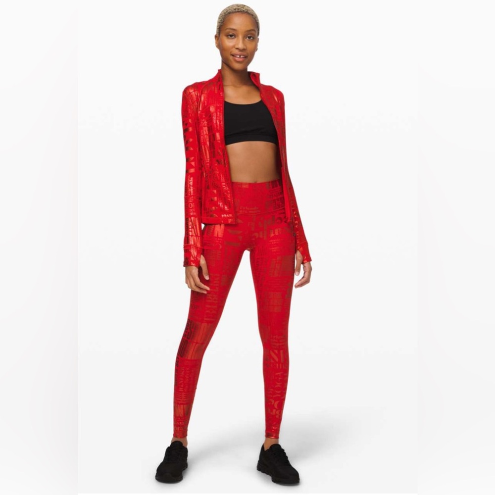 Lululemon Wunder Under High-Rise Tight 28" 
Size 6
Manifesto Foil Dark Red
131